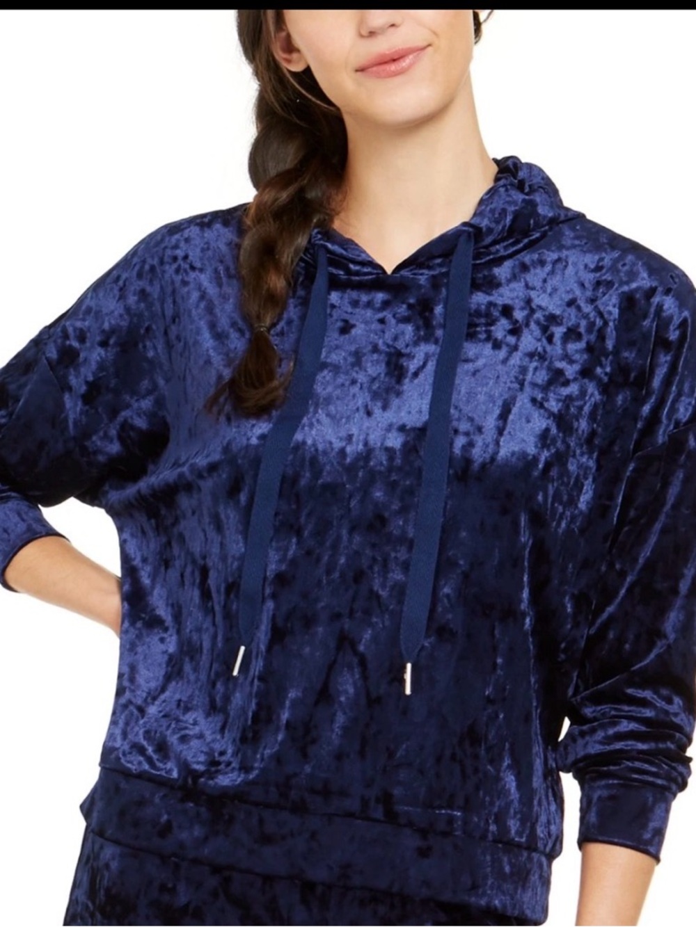 Alfani Women's Velvet Sleep Hoodie Midnight Velvet X-Small
